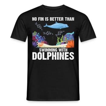 With Dolphins Swimming Dolphin Ocean Sea Mammal - Men's T-Shirt - black - Front - AI Model Male 178 light (178cm)
