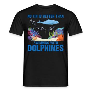 With Dolphins Swimming Dolphin Ocean Sea Mammal - Men's T-Shirt - black - Front - AI Model Male 178 light (178cm)