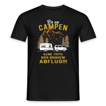 Wohnwagen - Bin am Campen - Lustig - Männer T-Shirt - Schwarz - Vorne - AI Model Male 178 light (178cm)