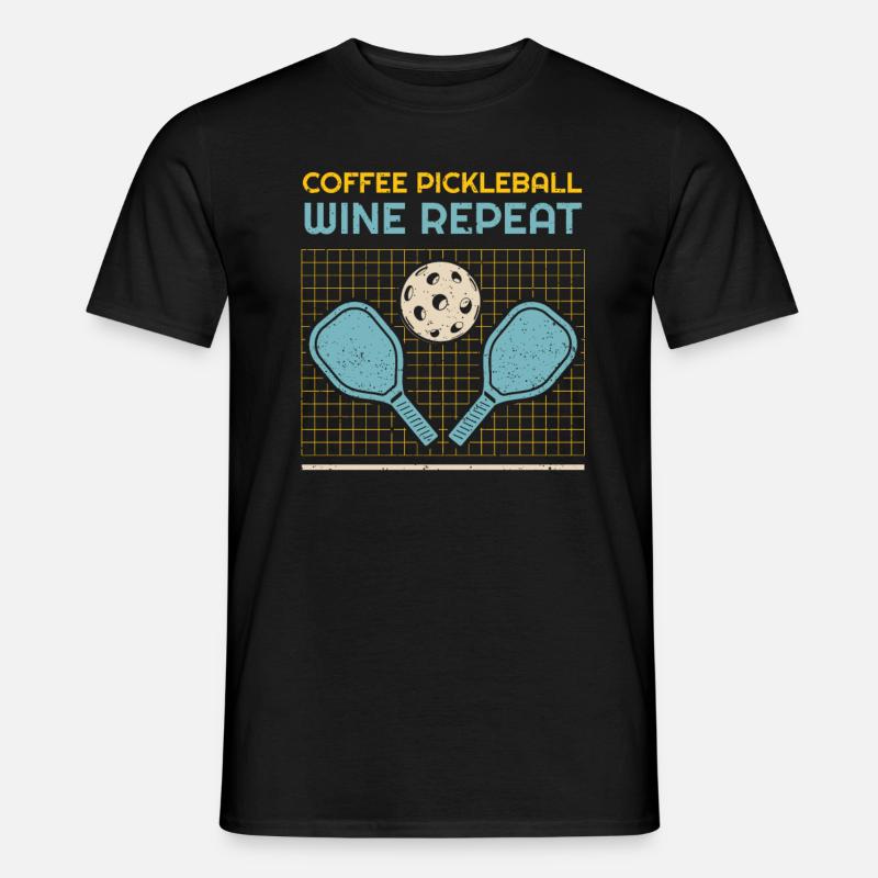 Coffee Pickleball Wine Repeat - Männer T-Shirt - Schwarz