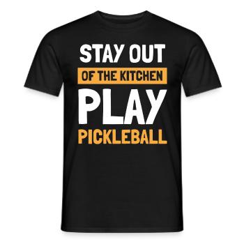 Restez en dehors de la cuisine Jouer au pickleball - T-shirt homme - noir - Devant - AI Model Male 178 light (178cm)