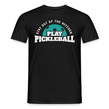 Stay Out Of The Kitchen Play Pickleball - Männer T-Shirt - Schwarz - Vorne - AI Model Male 178 light (178cm)