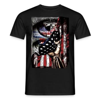 Conception pour les employés de l’église drapeau américain - T-shirt homme - noir - Devant - AI Model Male 178 light (178cm)