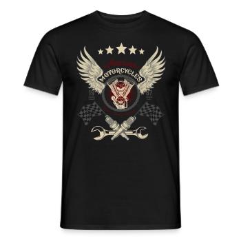 Moto Américaine Custom Vintage Bike - T-shirt homme - noir - Devant - AI Model Male 178 light (178cm)