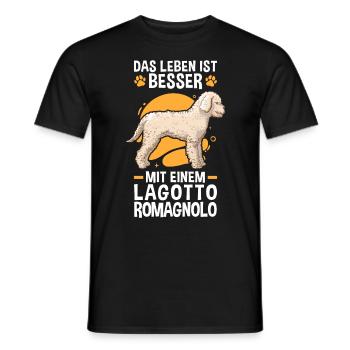 Leben ist besser mit Lagotto Romagnolo Wasserhund - Männer T-Shirt - Schwarz - Vorne - AI Model Male 178 light (178cm)