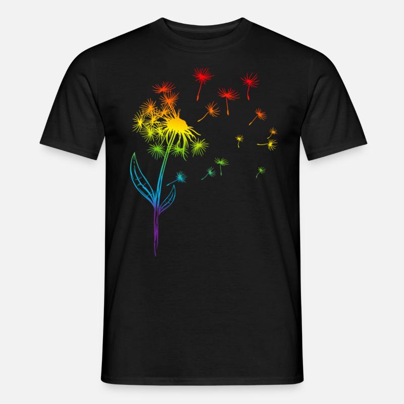 Pusteblume Löwenzahn Regenbogen Pflanze - Männer T-Shirt - Schwarz