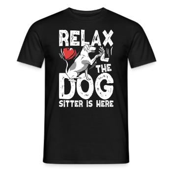 Relax the dog sitter is dog here - Men's T-Shirt - black - Front - AI Model Male 178 light (178cm)