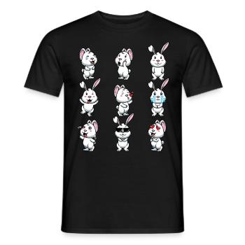 White Rabbit Emoticons Rabbit - Men's T-Shirt - black - Front - AI Model Male 178 light (178cm)