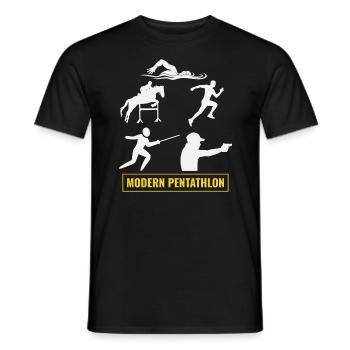 Pentathlon moderne - Escrime Natation Équitation - T-shirt homme - noir - Devant - AI Model Male 178 light (178cm)