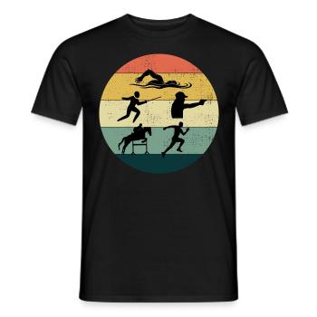 Pentathlon moderne - Escrime Natation Équitation - T-shirt homme - noir - Devant - AI Model Male 178 light (178cm)