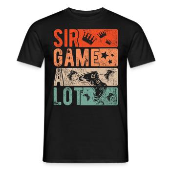 Sir Game A Lot Gamer Gamble Retro Gambler Gift - Men's T-Shirt - black - Front - AI Model Male 178 light (178cm)