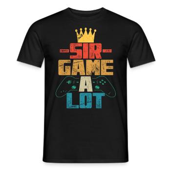 Sir Game A Lot Gamer Zocker Gambling Gift Retro - Men's T-Shirt - black - Front - AI Model Male 178 light (178cm)