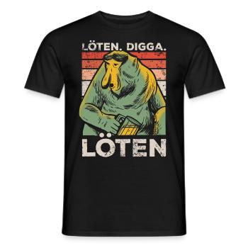 Löten Digga Löten Nasenaffe Bier Biertrinker Retro - Männer T-Shirt - Schwarz - Vorne - AI Model Male 178 light (178cm)