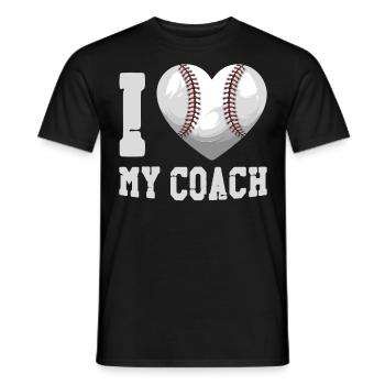 Baseball Fan Heart I Love My Coach - Men's T-Shirt - black - Front - AI Model Male 178 light (178cm)