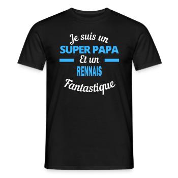 SUPER PAPA Fantastique RENNAIS - T-shirt homme - noir - Devant - AI Model Male 178 light (178cm)