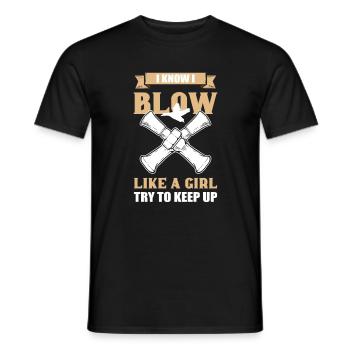 I Know I Blow Like A Girl Duck Hunting Duck Call - Men's T-Shirt - black - Front - AI Model Male 178 light (178cm)