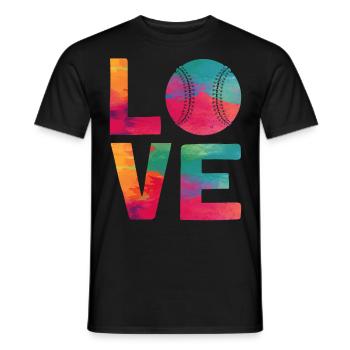 Baseball Fan Watercolor Love - Männer T-Shirt - Schwarz - Vorne - AI Model Male 178 light (178cm)