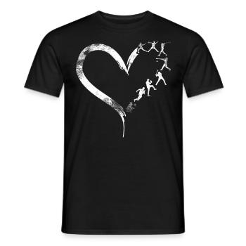 Cœur de fan de baseball vintage - T-shirt homme - noir - Devant - AI Model Male 178 light (178cm)