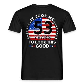 Il m’a fallu 53 ans pour être aussi beau - T-shirt homme - noir - Devant - AI Model Male 178 light (178cm)