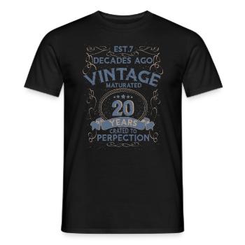 Vintage Légendaire - Vieilli parfaitement 20ème anniversaire - T-shirt homme - noir - Devant - AI Model Male 178 light (178cm)