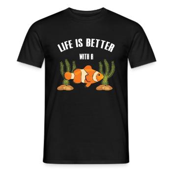 Leben Ist Besser Mit Einem Clownfish Fischhalter - Männer T-Shirt - Schwarz - Vorne - AI Model Male 178 light (178cm)