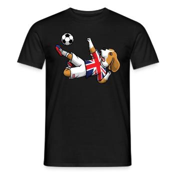 Dog England Flag Footballeur Football - T-shirt homme - noir - Devant - AI Model Male 178 light (178cm)