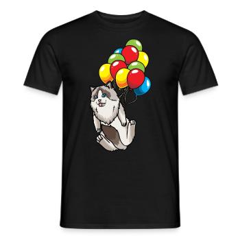 Ragdoll Katze Luftballons Katzenliebhaber - Männer T-Shirt - Schwarz - Vorne - AI Model Male 178 light (178cm)