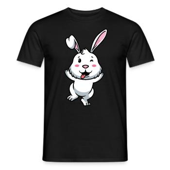 White Rabbit Emoticon Rabbit - Men's T-Shirt - black - Front - AI Model Male 178 light (178cm)