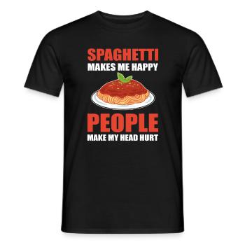 Spaghetti Make Me Happy People Make My Head Hurt - Men's T-Shirt - black - Front - AI Model Male 178 light (178cm)