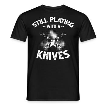 Games with Knife Knife Collector Knife Fan - Men's T-Shirt - black - Front - AI Model Male 178 light (178cm)