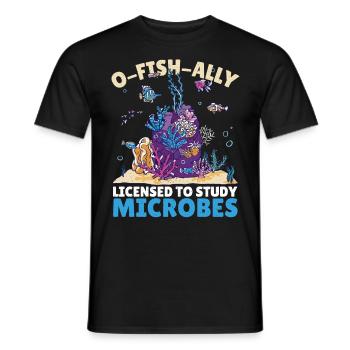 O-Fish-Ally Licensed To Study Microbes Marine - Men's T-Shirt - black - Front - AI Model Male 178 light (178cm)
