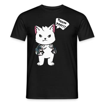 Tattoo Katze mit Tätowiermaschine - Männer T-Shirt - Schwarz - Vorne - AI Model Male 178 light (178cm)