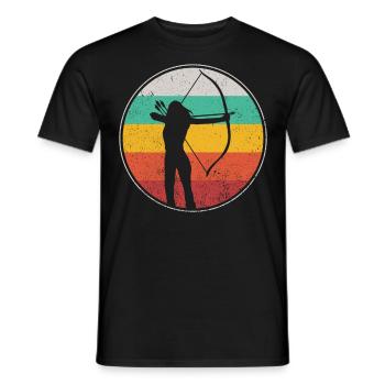 Archery Bow Archer Girl Retro - Men's T-Shirt - black - Front - AI Model Male 178 light (178cm)