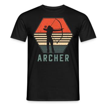 Archery Bow Archer Girl Retro - Men's T-Shirt - black - Front - AI Model Male 178 light (178cm)