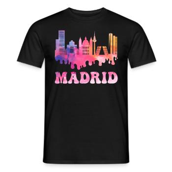 Madrid Espagne City Skyline Splash Vacances colorées - T-shirt homme - noir - Devant - AI Model Male 178 light (178cm)
