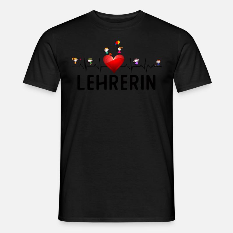 Damen Lehrerin Herzschlag Volkschule - Männer T-Shirt - Schwarz