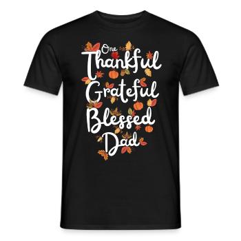 Thankful Dad Papa Autumn Leaves Gratitude - Men's T-Shirt - black - Front - AI Model Male 178 light (178cm)