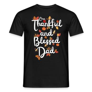 Thankful Dad Papa Autumn Leaves Gratitude - Men's T-Shirt - black - Front - AI Model Male 178 light (178cm)
