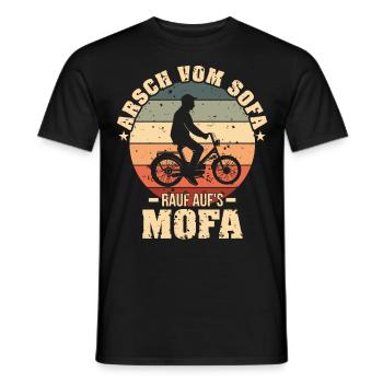 Arsch vom Sofa rauf aufs Mofa - Männer T-Shirt - Schwarz - Vorne - AI Model Male 178 light (178cm)