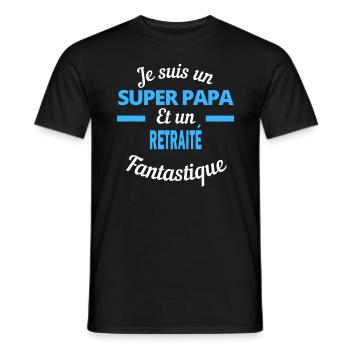 SUPER PAPA Fantastique RETRAITÉ - T-shirt homme - noir - Devant - AI Model Male 178 light (178cm)