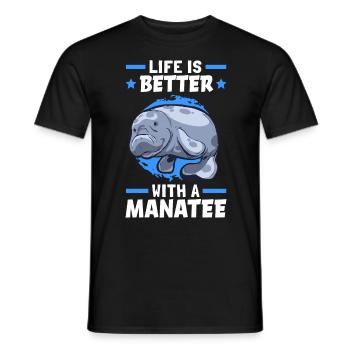 Leben ist besser mit Seekuh Meeressäuger - Männer T-Shirt - Schwarz - Vorne - AI Model Male 178 light (178cm)