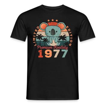 Year of birth 1977 Birthday Koala Koala Bear - Men's T-Shirt - black - Front - AI Model Male 178 light (178cm)