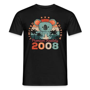 Year of birth 2008 Birthday Koala Koala Bear - Men's T-Shirt - black - Front - AI Model Male 178 light (178cm)