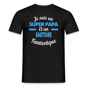 SUPER PAPA Fantastique SAGITTAIRE - T-shirt homme - noir - Devant - AI Model Male 178 light (178cm)