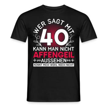 Geschenk Damen Vierzigster Geburtstag 40 - Männer T-Shirt - Schwarz - Vorne - AI Model Male 178 light (178cm)