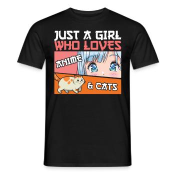 Just A Girl Who Loves Anime And Cats - Men's T-Shirt - black - Front - AI Model Male 178 light (178cm)