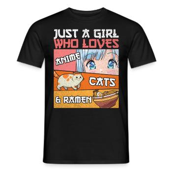 Just A Girl Who Loves Anime Cats And Frame - Men's T-Shirt - black - Front - AI Model Male 178 light (178cm)