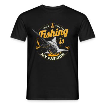 fishing is my passion - Men's T-Shirt - black - Front - AI Model Male 178 light (178cm)