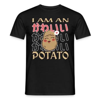 I Am Kawaii Potato Funny Anime Potato - T-shirt homme - noir - Devant - AI Model Male 178 light (178cm)
