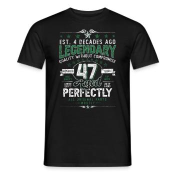 Vintage Légendaire - Vieilli parfaitement 47ème anniversaire - T-shirt homme - noir - Devant - AI Model Male 178 light (178cm)